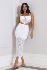 Pretty Shadows Midi Skirt White