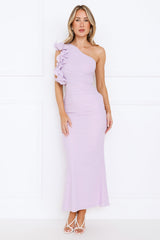 Luxe By Moonlight One Shoulder Mesh Maxi Dress Lilac