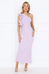 Luxe By Moonlight One Shoulder Mesh Maxi Dress Lilac