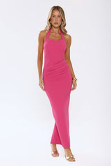 Essential Edit Halter Maxi Dress Hot Pink