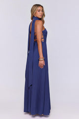 Sugar Babe Strapless Pleated Maxi Dress Navy