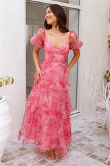 Enchanted Castle Midi Dress Pink