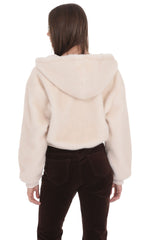 Fuzzy Zip-Up Hoodie in Ivory