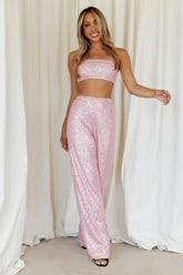 Shimmer Life Sequin Pants Light Pink