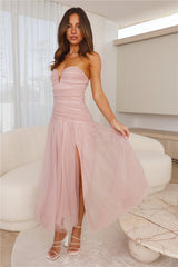 Under Stars Tulle Maxi Dress Blush