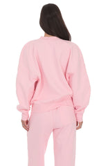 Lucy Oversized Cropped Crewneck in Pink