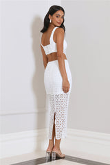 Pretty Shadows Midi Skirt White