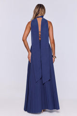 Sugar Babe Strapless Pleated Maxi Dress Navy