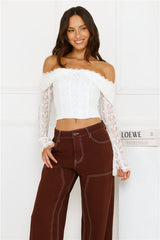 Lace Delight Off Shoulder Top White
