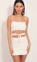 Twinkling Cutout Dress in Ivory Gold