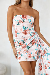 Feeling The Joy Satin Strapless Mini Dress Pink